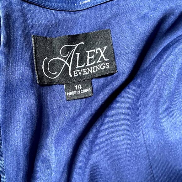 Alex Evenings Blue Velvet Off Shoulder Formal Dress size 10 12 - Picture 7 of 9